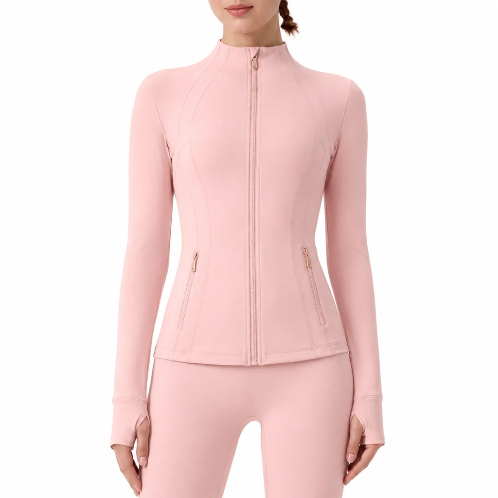 USA Oversea Warehouse Stocks Women Wear Women Jacket Outdoor Gold Zipper Running Yoga Top Sports Jacket Yoga Jacket Gym Fitness
