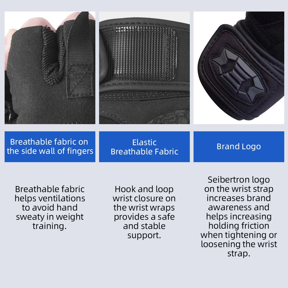 Seibertron J.S.S.T PRO 2.0 Padded Anti-Slip Silica Gel Grip Gloves for Gym Weight Lifting Training Fitness Cross Training