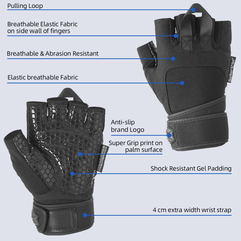 Seibertron J.S.S.T PRO 2.0 Padded Anti-Slip Silica Gel Grip Gloves for Gym Weight Lifting Training Fitness Cross Training