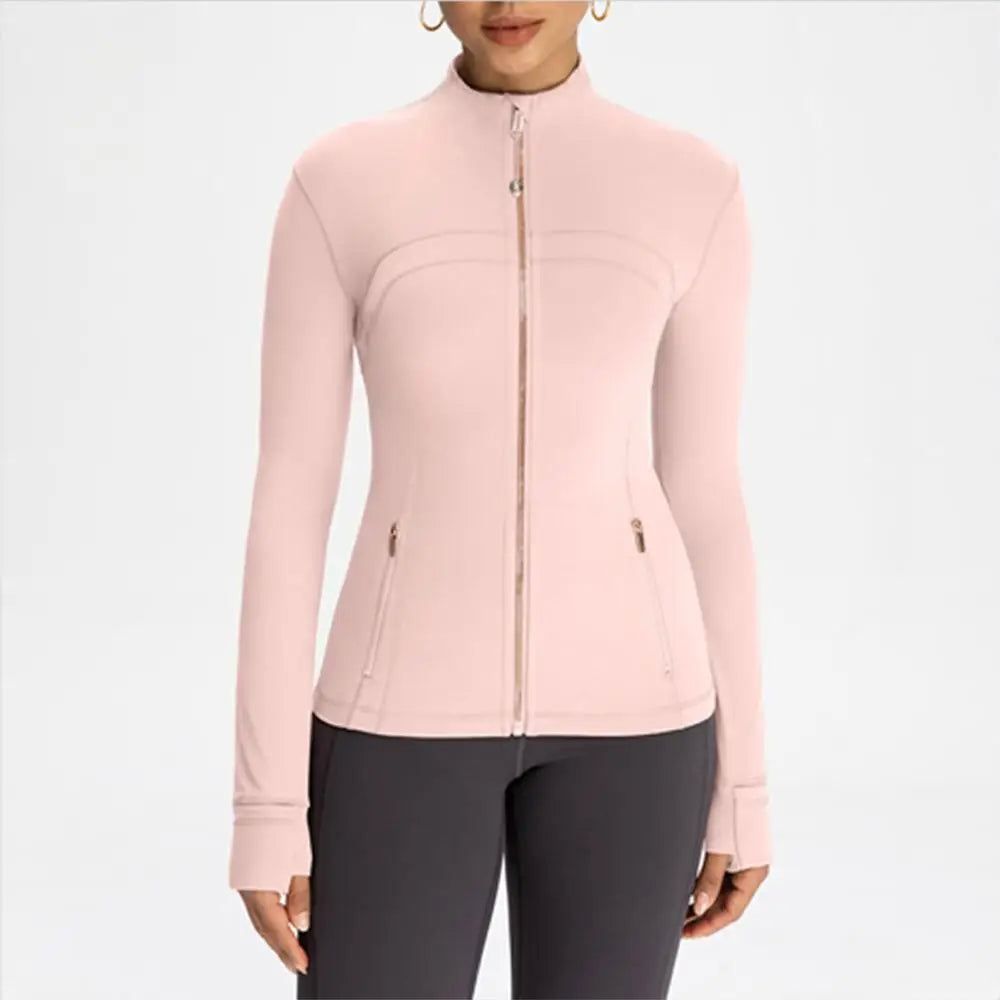 USA Oversea Warehouse Stocks Women Wear Women Jacket Outdoor Gold Zipper Running Yoga Top Sports Jacket Yoga Jacket Gym Fitness