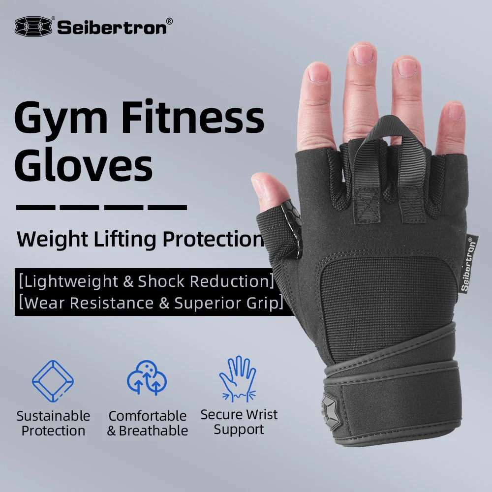Seibertron J.S.S.T PRO 2.0 Padded Anti-Slip Silica Gel Grip Gloves for Gym Weight Lifting Training Fitness Cross Training