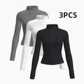 3Pcs Women's BBL Zip up Sports Yoga Jacket Outfits Made in China