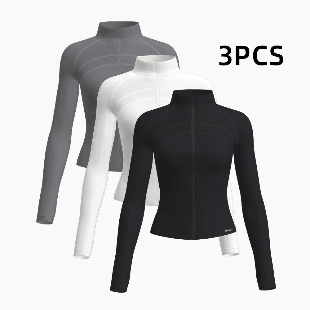 3Pcs Women's BBL Zip up Sports Yoga Jacket Outfits Made in China