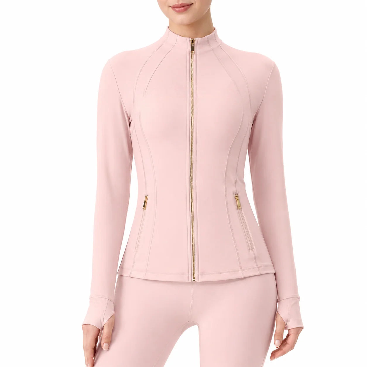USA Oversea Warehouse Stocks Women Wear Women Jacket Outdoor Gold Zipper Running Yoga Top Sports Jacket Yoga Jacket Gym Fitness