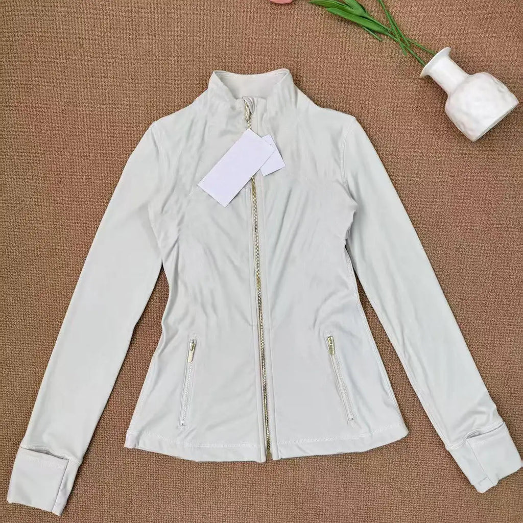 USA Oversea Warehouse Stocks Women Wear Women Jacket Outdoor Gold Zipper Running Yoga Top Sports Jacket Yoga Jacket Gym Fitness