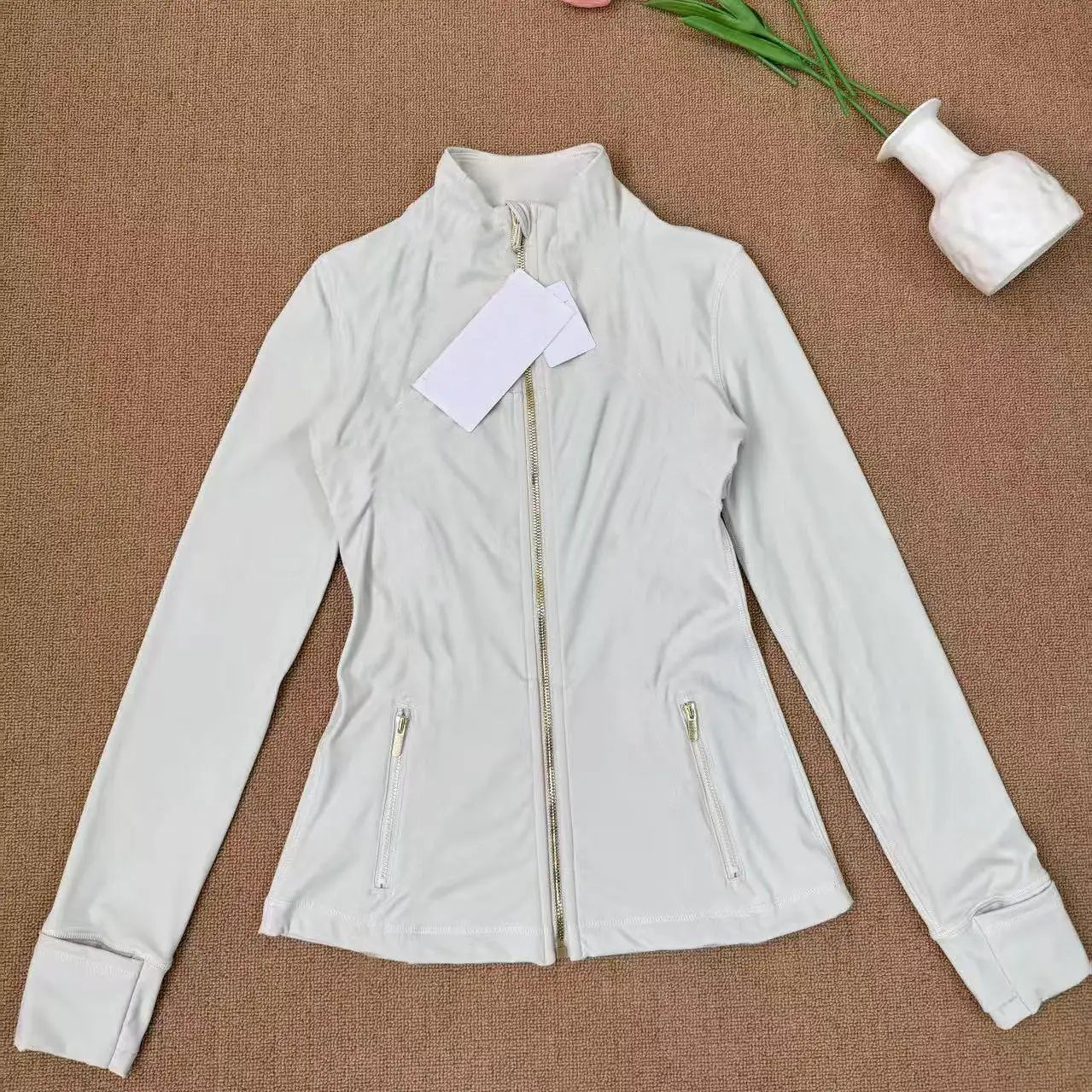 USA Oversea Warehouse Stocks Women Wear Women Jacket Outdoor Gold Zipper Running Yoga Top Sports Jacket Yoga Jacket Gym Fitness