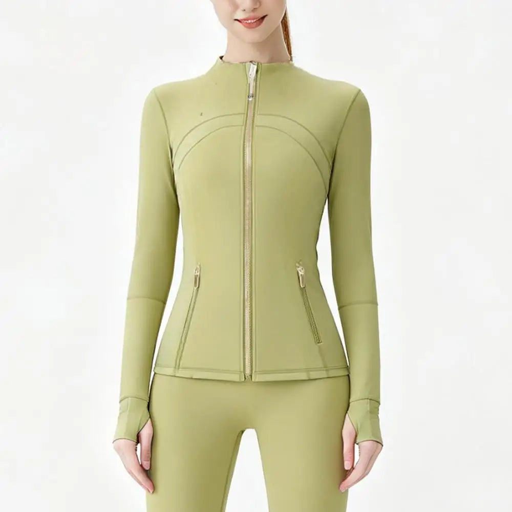USA Oversea Warehouse Stocks Women Wear Women Jacket Outdoor Gold Zipper Running Yoga Top Sports Jacket Yoga Jacket Gym Fitness