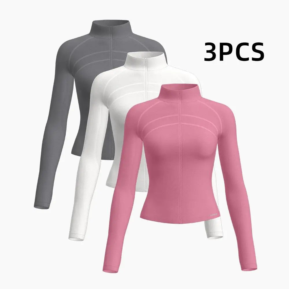 3Pcs Women's BBL Zip up Sports Yoga Jacket Outfits Made in China