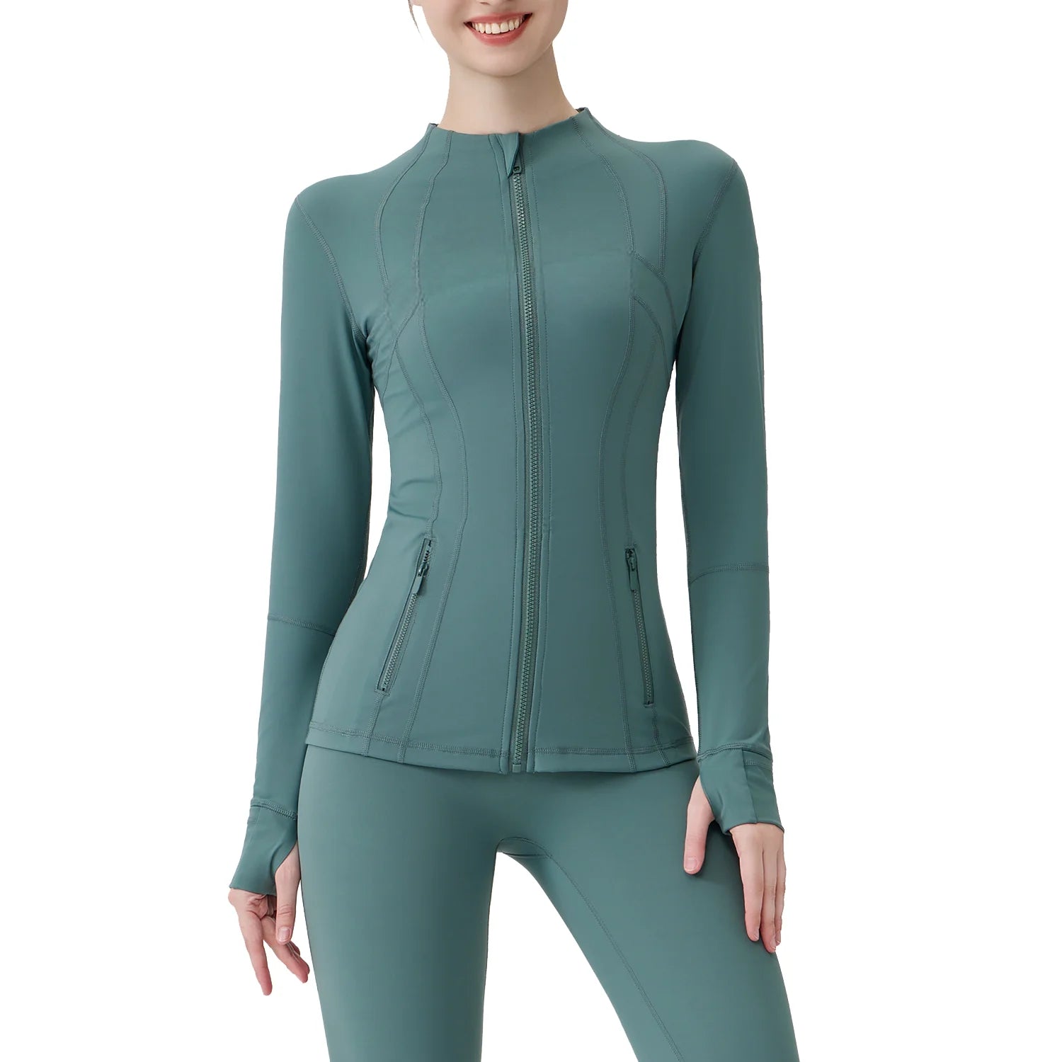 USA Oversea Warehouse Stocks Women Wear Women Jacket Outdoor Gold Zipper Running Yoga Top Sports Jacket Yoga Jacket Gym Fitness