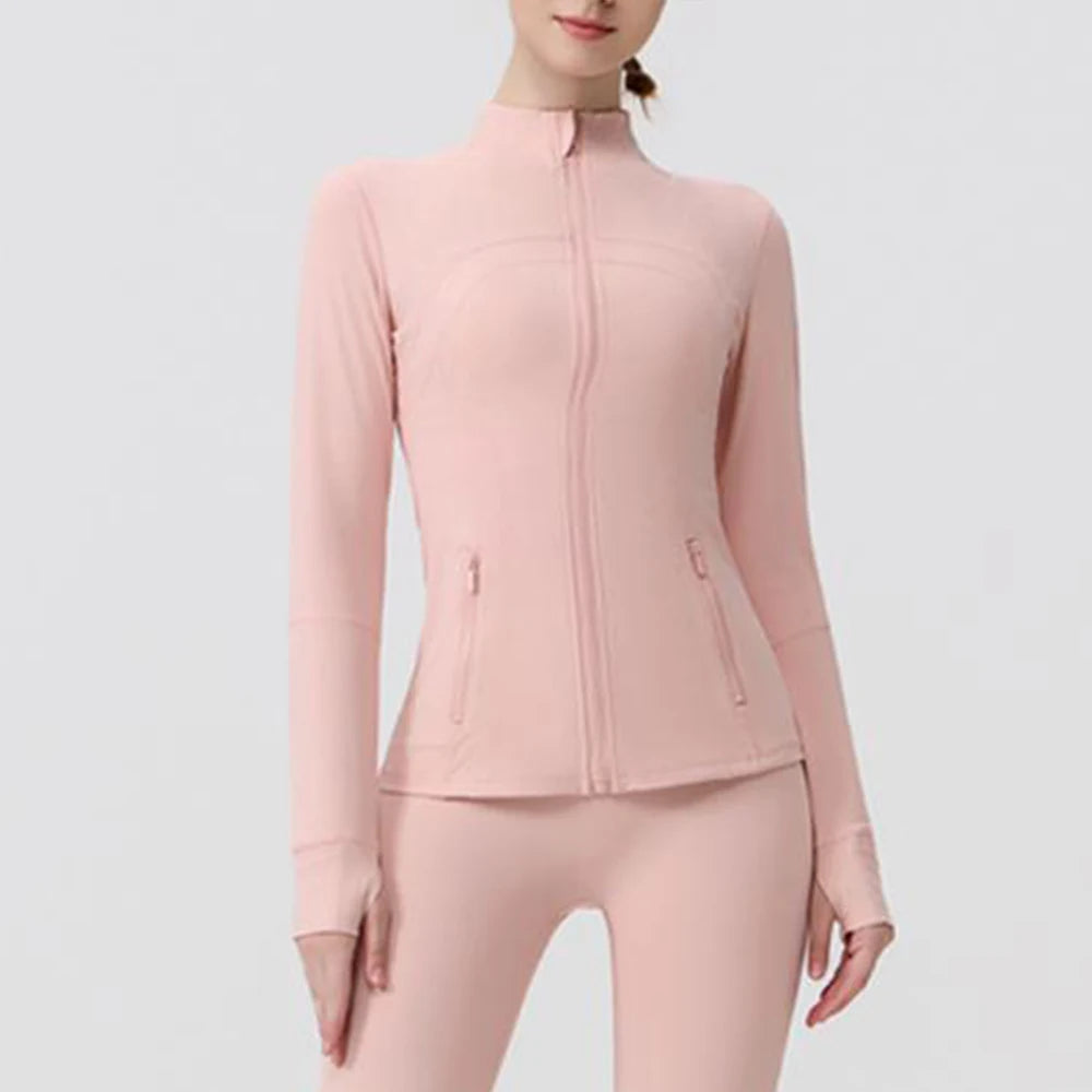 USA Oversea Warehouse Stocks Women Wear Women Jacket Outdoor Gold Zipper Running Yoga Top Sports Jacket Yoga Jacket Gym Fitness