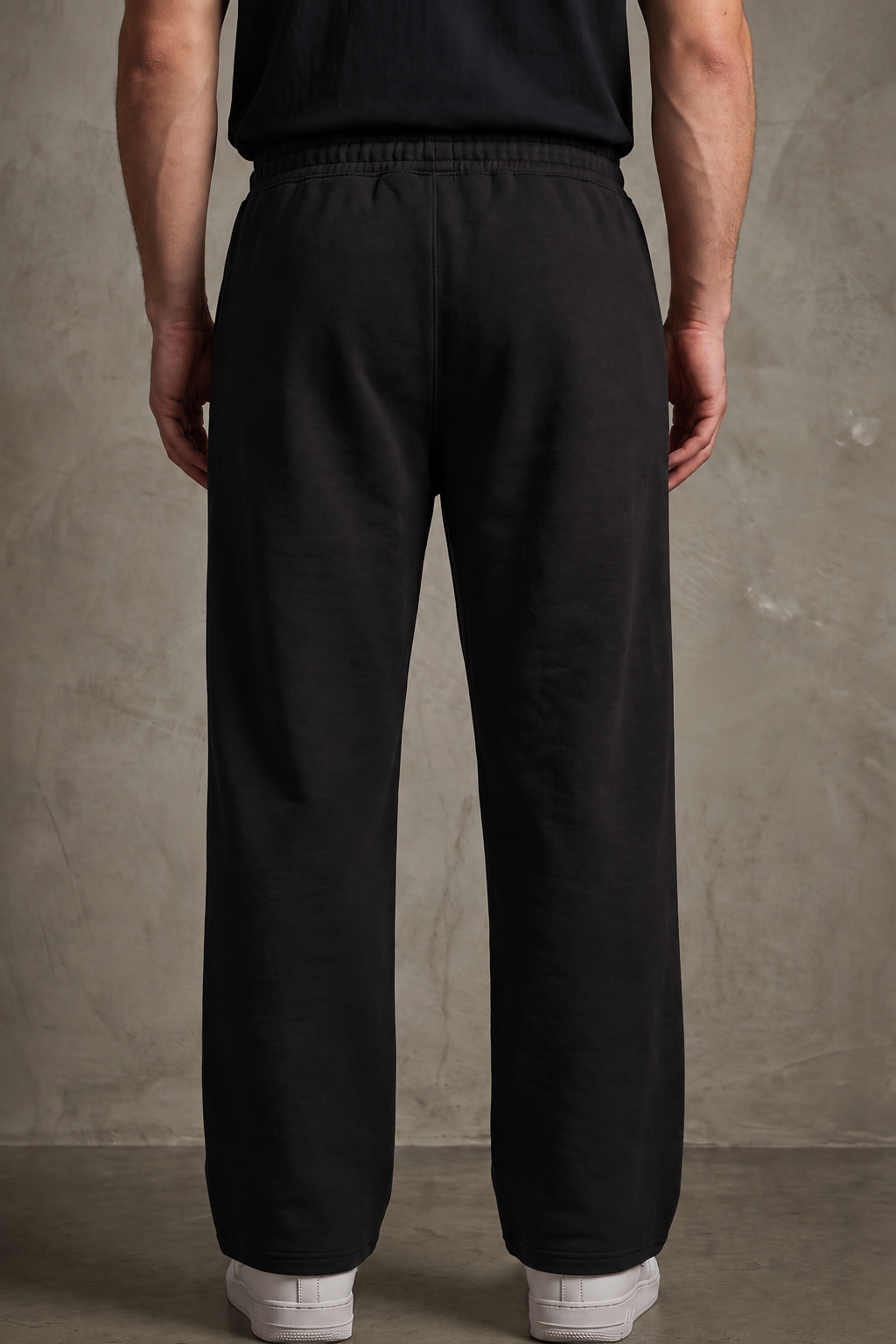 ANANT Elevate Wide-Leg Joggers black back model view