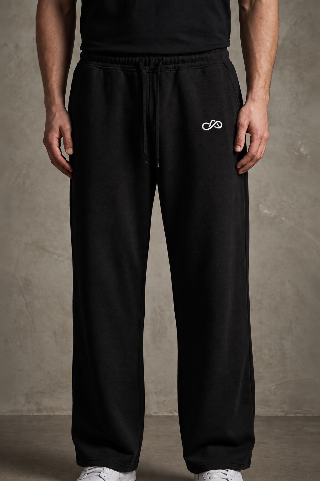 ANANT Elevate Wide-Leg Joggers black front model view