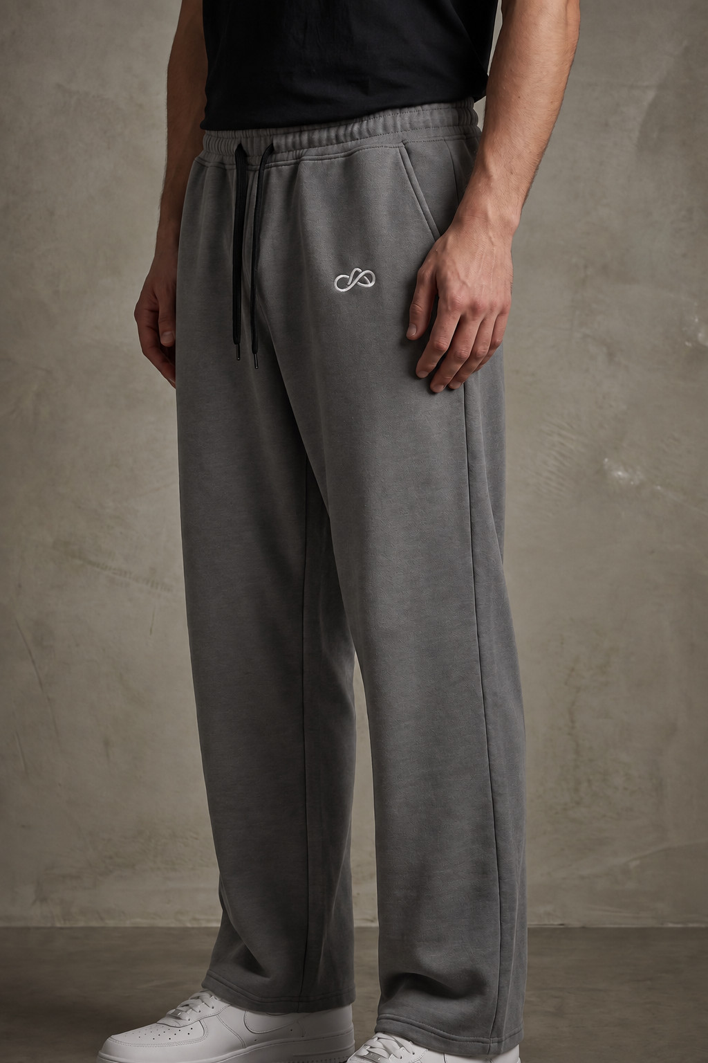 ANANT Elevate Wide-Leg Joggers charcoal side model view