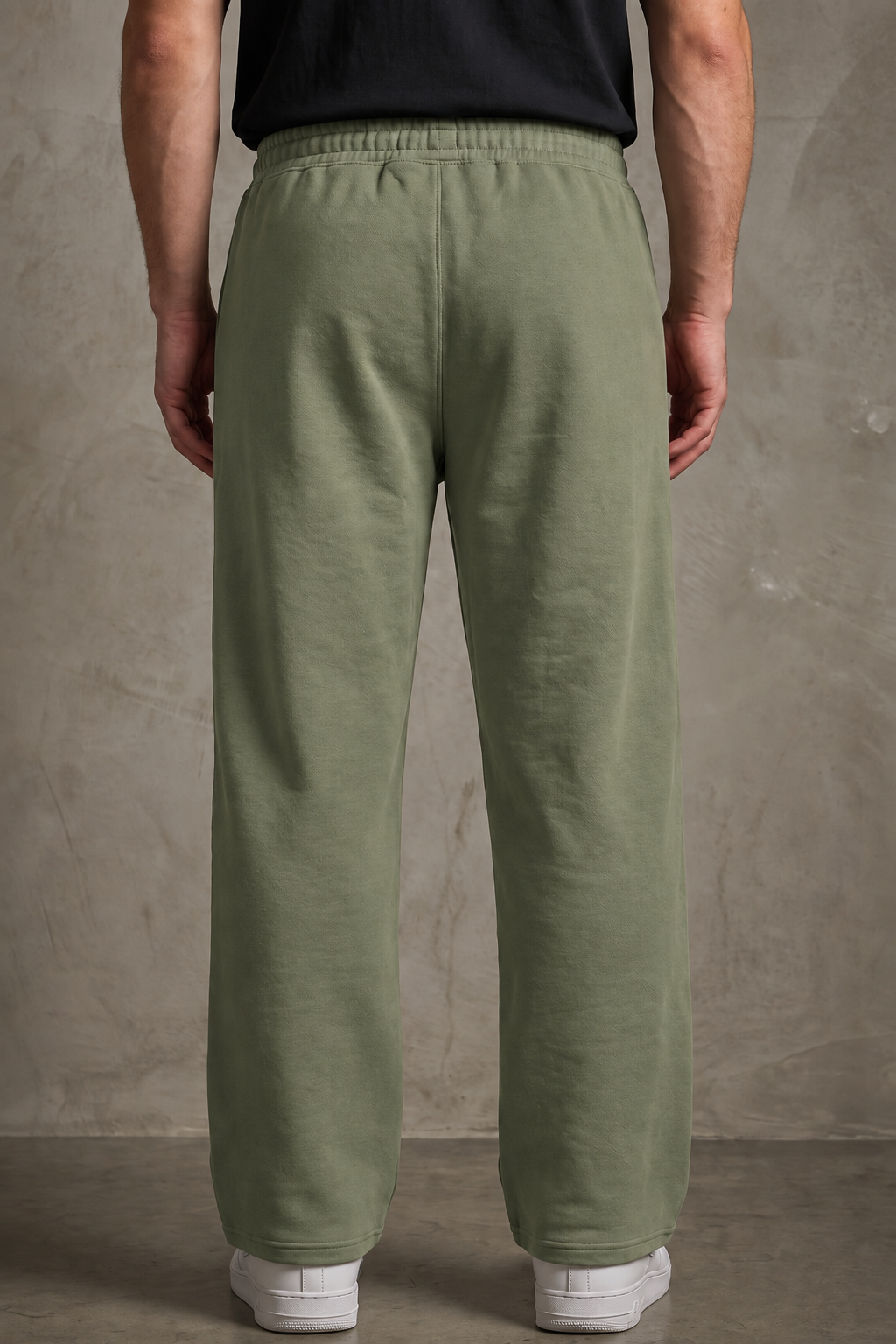 ANANT Elevate Wide-Leg Joggers sage green back model view