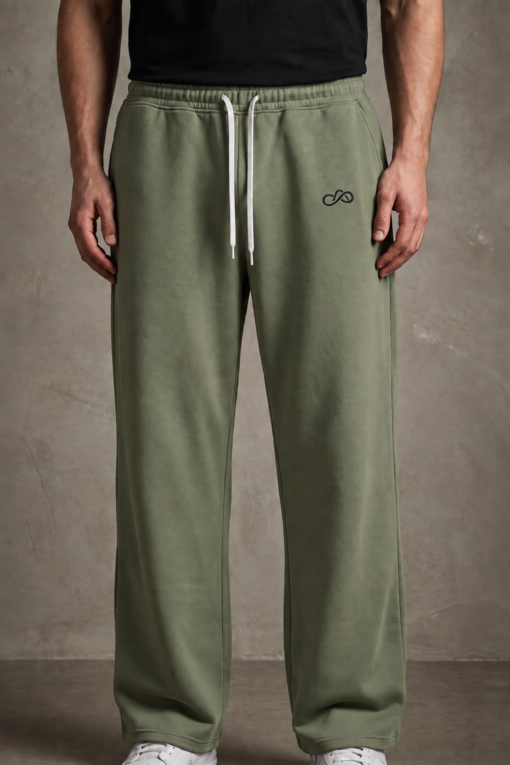 ANANT Elevate Wide-Leg Joggers sage green front model view