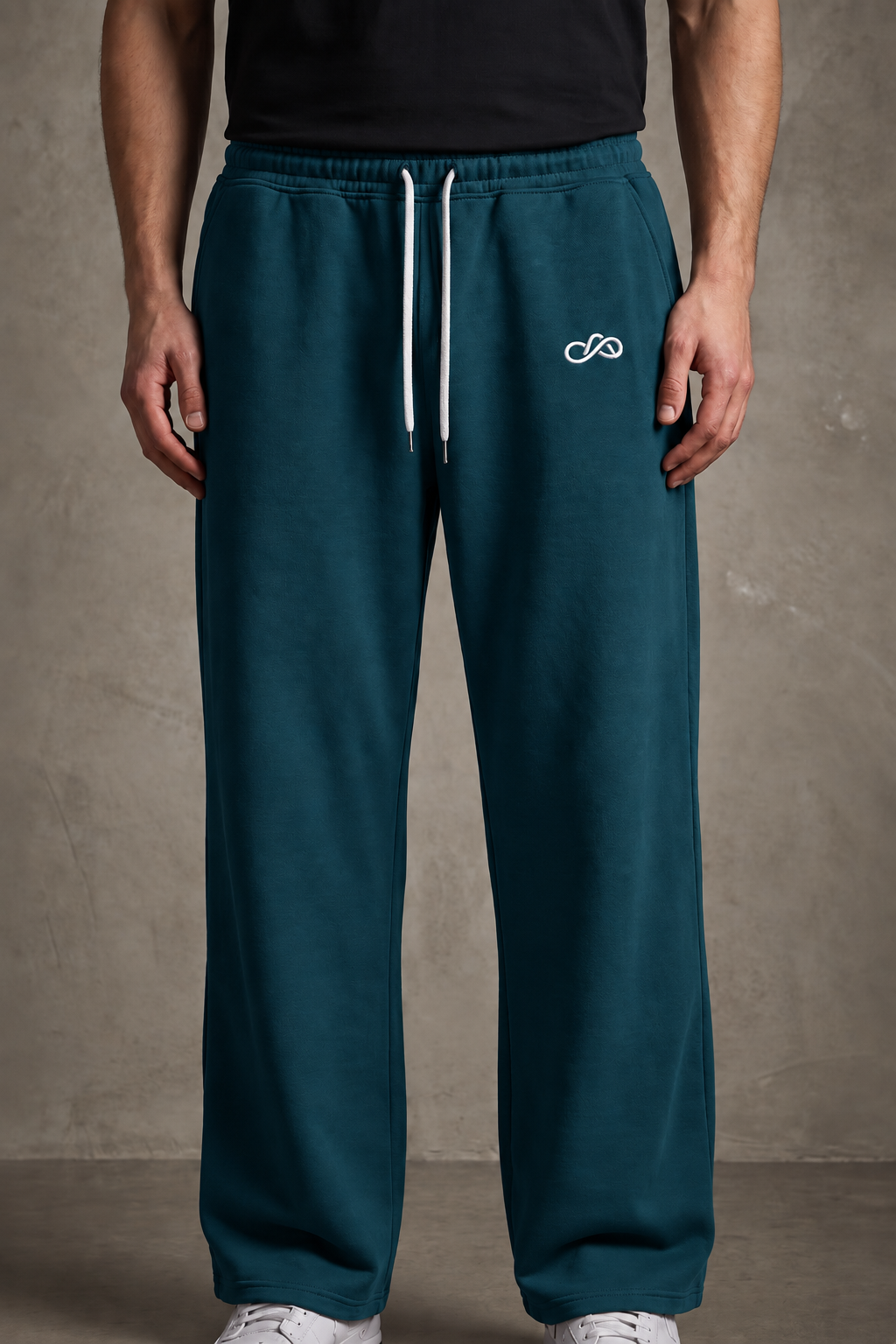 ANANT Elevate Wide-Leg Joggers teal front model view