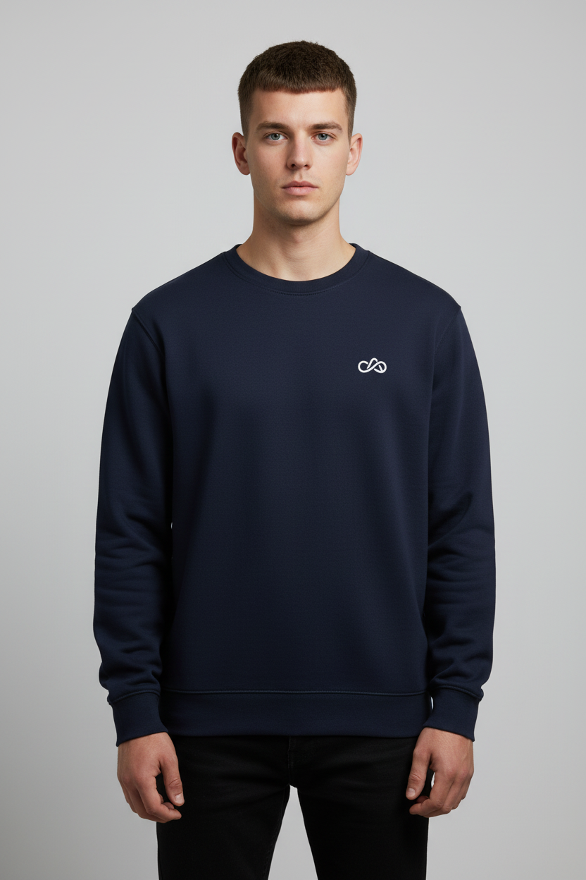 Navy Crewneck Sweatshirt — Model Shot