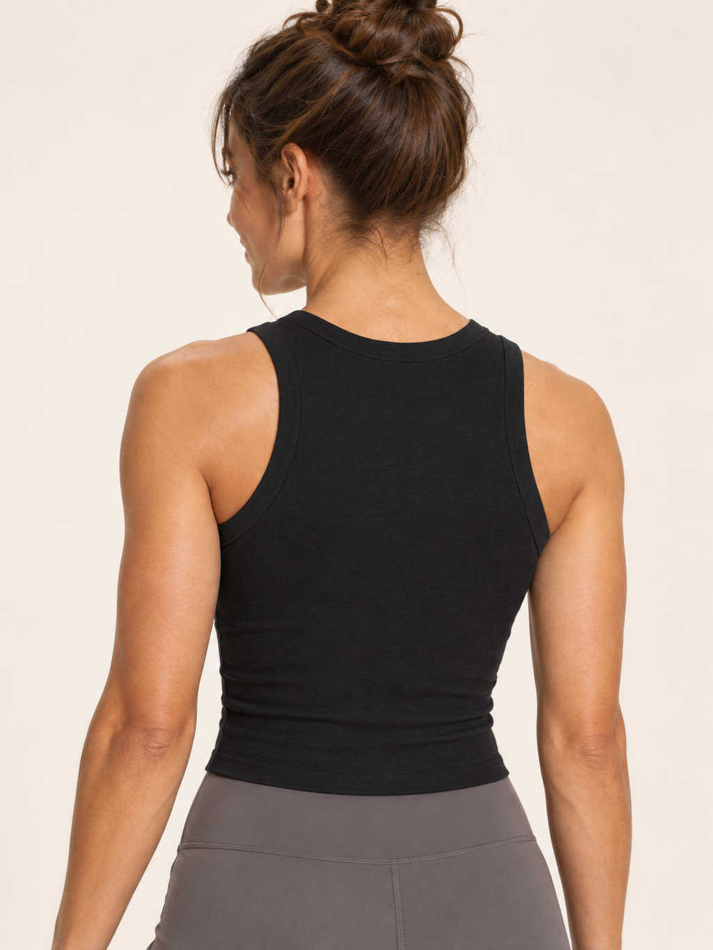 ANANT Rib Racer Tank – Solid Black Blend – back close-up