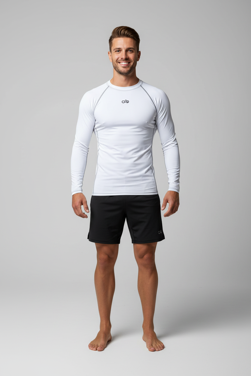 White Rash Guard Lookbook Portrait
